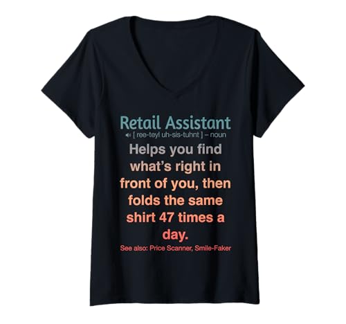 Damen Lustiger Einzelhandelsassistent T-Shirt mit V-Ausschnitt Damen Lustiger Einzelhandelsassistent T-Shirt mit V-Ausschnitt von Retail Assistants Cashiers Humor Gifts & Tees