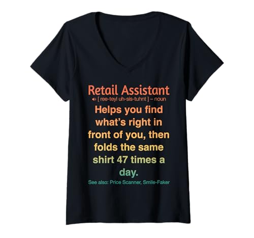 Damen Lustiger Einzelhandelsassistent T-Shirt mit V-Ausschnitt Damen Lustiger Einzelhandelsassistent T-Shirt mit V-Ausschnitt von Retail Assistants Cashiers Humor Gifts & Tees
