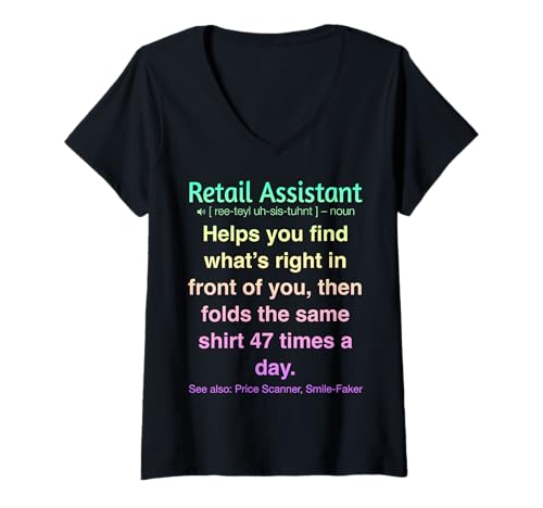 Damen Lustiger Einzelhandelsassistent T-Shirt mit V-Ausschnitt Damen Lustiger Einzelhandelsassistent T-Shirt mit V-Ausschnitt von Retail Assistants Cashiers Humor Gifts & Tees