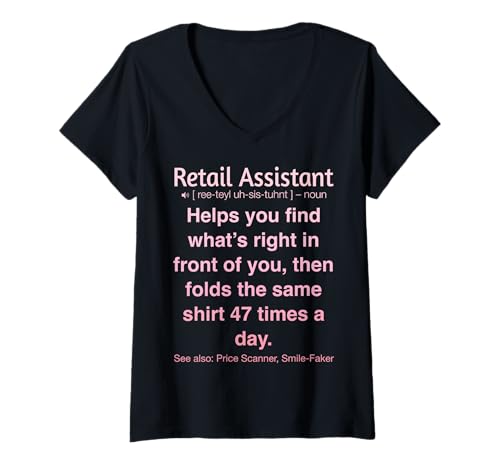 Damen Lustiger Einzelhandelsassistent T-Shirt mit V-Ausschnitt Damen Lustiger Einzelhandelsassistent T-Shirt mit V-Ausschnitt von Retail Assistants Cashiers Humor Gifts & Tees