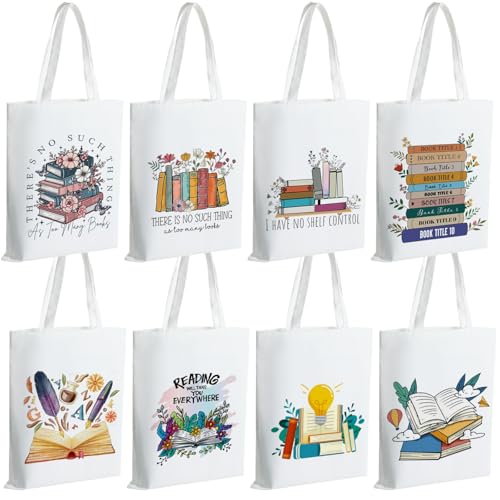 8 Stück Buch-Tragetasche, Buchclub, Geschenke für Frauen, niedliche Canvas-Tragetasche, Großpackung für Buchliebhaber, Buchliebhaber, Bibliothekar-Leser 8 Stück Buch-Tragetasche, Buchclub, Geschenke für Frauen, niedliche Canvas-Tragetasche, Großpackung für Buchliebhaber, Buchliebhaber, Bibliothekar-Leser von Retainbre