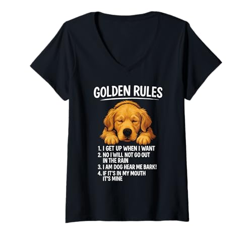 Damen Retriever Rules Lustiger Hundebesitzer Pet Love Rescue Süßer Welpe T-Shirt mit V-Ausschnitt Damen Retriever Rules Lustiger Hundebesitzer Pet Love Rescue Süßer Welpe T-Shirt mit V-Ausschnitt von Retiever Doggy Apparel