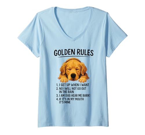Damen Retriever Rules Lustiger Hundebesitzer Pet Love Rescue Süßer Welpe T-Shirt mit V-Ausschnitt Damen Retriever Rules Lustiger Hundebesitzer Pet Love Rescue Süßer Welpe T-Shirt mit V-Ausschnitt von Retiever Doggy Apparel