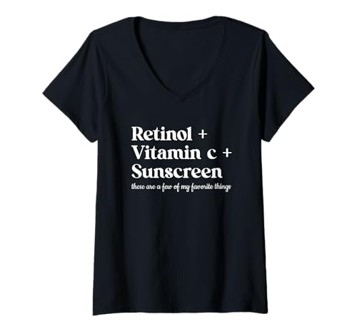 Damen Ästhetiker Krankenschwester Ästhetisches Retinol Vitamin C und Sonnenschutz T-Shirt mit V-Ausschnitt Damen Ästhetiker Krankenschwester Ästhetisches Retinol Vitamin C und Sonnenschutz T-Shirt mit V-Ausschnitt von Retinol Vitamin C And Sunscreen Funny Gift