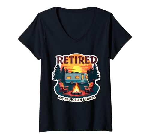 Damen Ruhestand Not My Problem Anymore Camping Camper Ruhestand T-Shirt mit V-Ausschnitt Damen Ruhestand Not My Problem Anymore Camping Camper Ruhestand T-Shirt mit V-Ausschnitt von Retired Not My Problem Anymore Camper Products