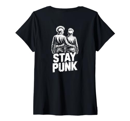 Damen Stay Punk Couple Rock Festival Outfit Design auf der Rückseite T-Shirt mit V-Ausschnitt Damen Stay Punk Couple Rock Festival Outfit Design auf der Rückseite T-Shirt mit V-Ausschnitt von Retired Rebels Matching Punk Couple Shop