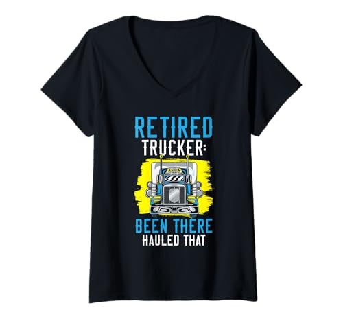 Damen Pensionierter Trucker, Rentner, LKW-Fahrer, Ruhestandsfeier T-Shirt mit V-Ausschnitt Damen Pensionierter Trucker, Rentner, LKW-Fahrer, Ruhestandsfeier T-Shirt mit V-Ausschnitt von Retired Trucker Pensioner Truck Driver Retirement