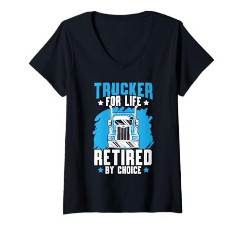 Damen Pensionierter Trucker, Rentner, LKW-Fahrer, Ruhestandsfeier T-Shirt mit V-Ausschnitt Damen Pensionierter Trucker, Rentner, LKW-Fahrer, Ruhestandsfeier T-Shirt mit V-Ausschnitt von Retired Trucker Pensioner Truck Driver Retirement