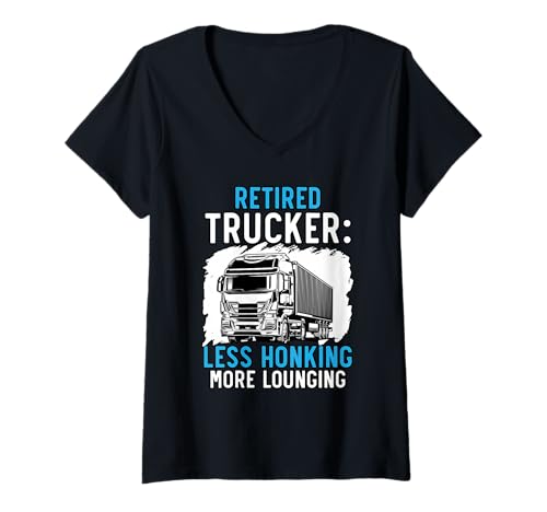 Damen Pensionierter Trucker, Rentner, LKW-Fahrer, Ruhestandsfeier T-Shirt mit V-Ausschnitt Damen Pensionierter Trucker, Rentner, LKW-Fahrer, Ruhestandsfeier T-Shirt mit V-Ausschnitt von Retired Trucker Pensioner Truck Driver Retirement