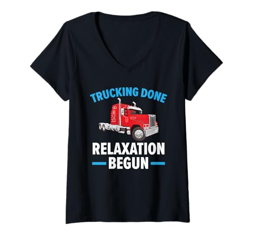 Damen Pensionierter Trucker, Rentner, LKW-Fahrer, Ruhestandsfeier T-Shirt mit V-Ausschnitt Damen Pensionierter Trucker, Rentner, LKW-Fahrer, Ruhestandsfeier T-Shirt mit V-Ausschnitt von Retired Trucker Pensioner Truck Driver Retirement