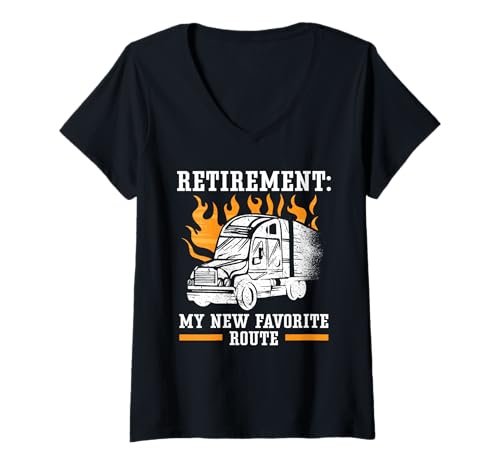 Damen Pensionierter Trucker, Rentner, LKW-Fahrer, Ruhestandsfeier T-Shirt mit V-Ausschnitt Damen Pensionierter Trucker, Rentner, LKW-Fahrer, Ruhestandsfeier T-Shirt mit V-Ausschnitt von Retired Trucker Pensioner Truck Driver Retirement