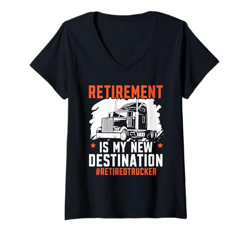 Damen Pensionierter Trucker, Rentner, LKW-Fahrer, Ruhestandsfeier T-Shirt mit V-Ausschnitt Damen Pensionierter Trucker, Rentner, LKW-Fahrer, Ruhestandsfeier T-Shirt mit V-Ausschnitt von Retired Trucker Pensioner Truck Driver Retirement