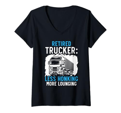 Damen Pensionierter Trucker, Rentner, LKW-Fahrer, Ruhestandsfeier T-Shirt mit V-Ausschnitt Damen Pensionierter Trucker, Rentner, LKW-Fahrer, Ruhestandsfeier T-Shirt mit V-Ausschnitt von Retired Trucker Pensioner Truck Driver Retirement