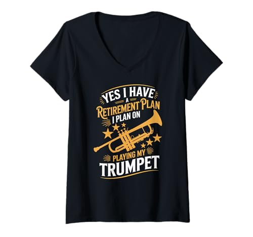 Damen Ruhestandsplan Trompete spielt Ruhestand T-Shirt mit V-Ausschnitt Damen Ruhestandsplan Trompete spielt Ruhestand T-Shirt mit V-Ausschnitt von Retired Trumpet Player Trumpet Humor