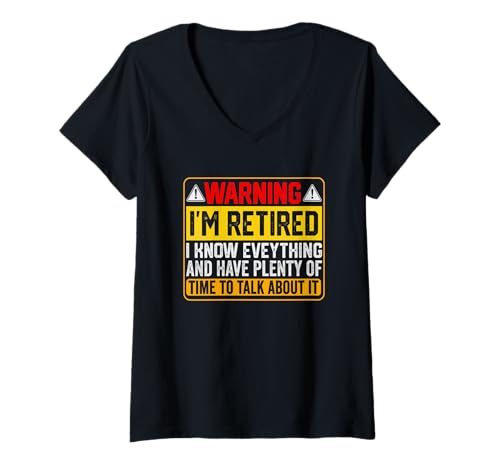 Damen Warnung Ich bin im Ruhestand Ich weiß alles T-Shirt mit V-Ausschnitt Damen Warnung Ich bin im Ruhestand Ich weiß alles T-Shirt mit V-Ausschnitt von Retirement Humor Fun Statement Warning