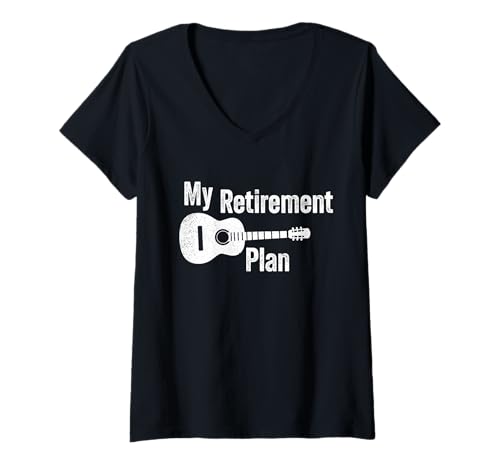 Damen My Retirement Plan Gitarre Ruhestand Musiker Humor T-Shirt mit V-Ausschnitt von Retirement Lifestyle Humor Gifts