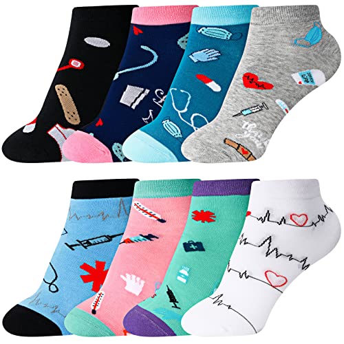 Retisee 8 Paar Krankenschwestersocken, Krankenschwestersocken, Geschenk für Frauen, niedliche Berufe, medizinische Socken für Krankenschwestern, Ärzte, Krankenhauspersonal, Niedliche Farben, von Retisee