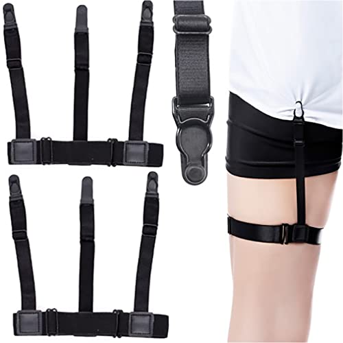 Retoo Hemdhalter Herren 1 Paar 40-53cm mit 11-17.5cm Schellen Adjustable Hemd-Halter mit starke Clips Verstellbare Hosenträger Elastisch Einheitsgröße Unisex Hemd Halter für Geschäftsleute Schwarz von Retoo