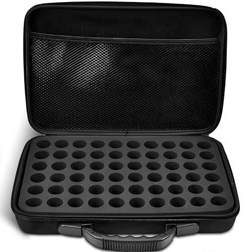 Retoo 60 Flaschen Tragetasche für ätherische Öle Nagellack-Aufbewahrungsbox Organizer Koffer Schminktasche Kosmetiktasche Reise Tragbare Schwarz Tragegriff von Retoo