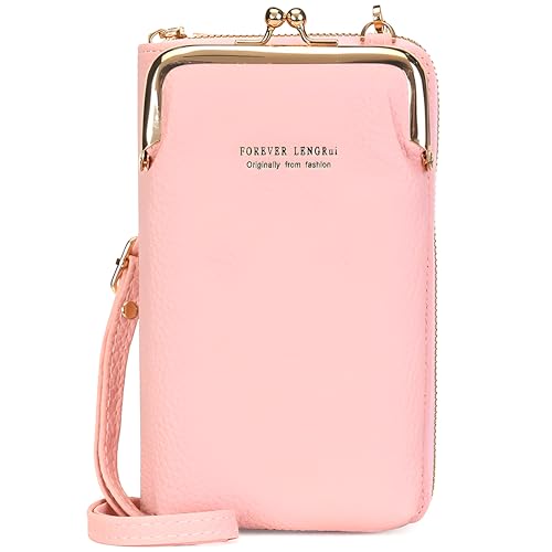 Retoo Handytasche zum Umhängen, Kleine Umhängetasche Damen Brieftasche Crossbody PU Leder Geldbörse Kleine Crossbody Tasche mit Kartenfächer Verstellbar für Handy unter Rosa von Retoo