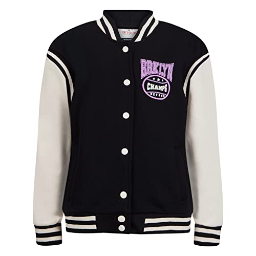 Retour denim de luxe Girl's Eva Varsity Jacket, Black, 15/16 von Retour denim de luxe