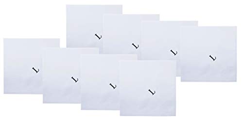 Retreez 8-teiliges Herren-Taschentücher aus reiner Baumwolle mit Initialen-Monogrammierung Gr. Einheitsgröße, Initiale L, Weiß von Retreez