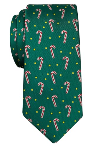 Retreez Entzückende Weihnachts-Krawatte mit Zuckerstangen-Muster, Mikrofaser, 6,1 cm - Grün - Einheitsgröße von Retreez