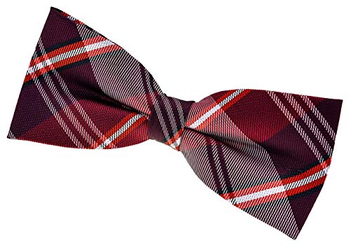 Retreez Herren Gewebte vorgebundene Fliege Elegantem Plaid Karo-Muster 11,5 cm - burgunder, weinrot von Retreez