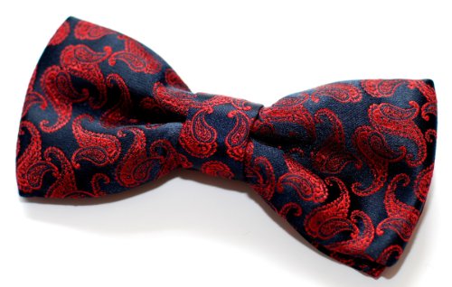 Retreez Herren Gewebte vorgebundene Fliege Klassische Paisley 11,5 cm - marineblau und rot von Retreez