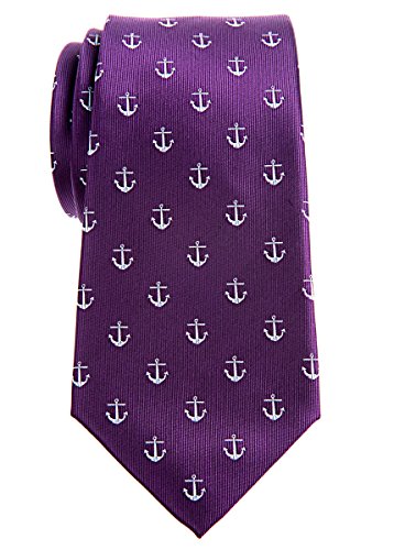 Retreez Herren Prämie Gewebte Krawatte Anker Ankermuster 8 cm - dunkelviolett von Retreez