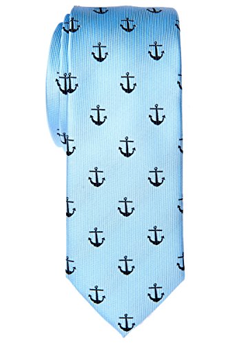 Retreez Herren Prämie Schmale Gewebte Krawatte Anker Ankermuster 5 cm - blau von Retreez