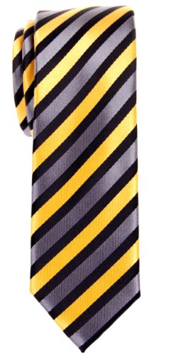 Retreez Herren Prämie Schmale Gewebte Krawatte Gestreifte 5 cm - gelb, schwarz und grau von Retreez