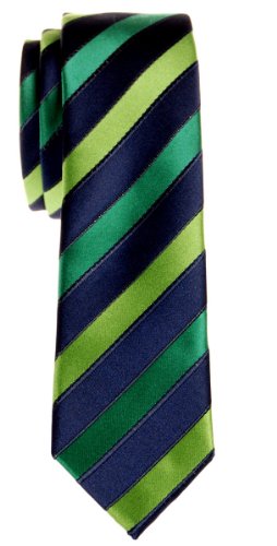 Retreez Herren Schmale Gewebte Krawatte Drei Farben Gestreifte 5 cm - marineblau und grün von Retreez