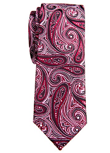 Retreez Herren Schmale Gewebte Krawatte Elegante Paisley Kunst Muster 5 cm - burgunder, weinrot von Retreez