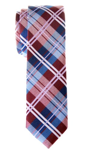 Retreez Herren Schmale Gewebte Krawatte Elegante Tartan Plaid Karo 5 cm - burgunder, weinrot und blau von Retreez