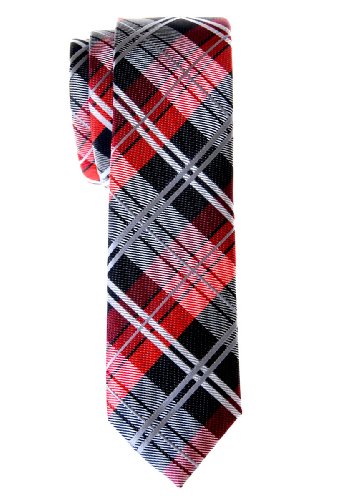 Retreez Herren Schmale Gewebte Krawatte Elegante Tartan Plaid Karo 5 cm - schwarz und rot von Retreez
