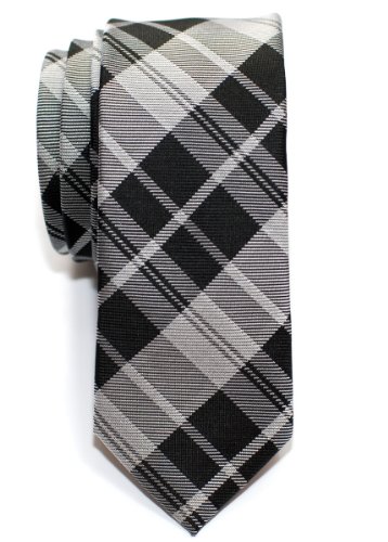 Retreez Herren Schmale Gewebte Krawatte Heutig Tartan Plaid Karo Manier 5 cm - schwarz und grau von Retreez