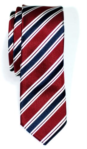 Retreez Herren Schmale Gewebte Krawatte Preppy Gestreifte 5 cm - rot und marineblau von Retreez