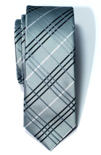 Retreez Herren Schmale Gewebte Krawatte Tartan Plaid Karo Manier 5 cm - grau von Retreez