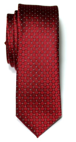 Retreez Herren Schmale Gewebte Krawatte Textur Karo 5 cm - burgunder, weinrot von Retreez