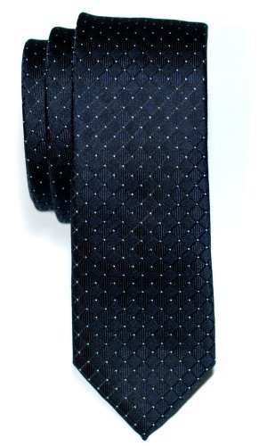 Retreez Herren Schmale Gewebte Krawatte Textur Karo 5 cm - marineblau von Retreez