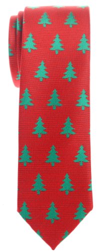 Retreez Herren Schmale Gewebte Weihnachten Krawatte Weihnachtsbaum-Muster 5 cm - rot, von Retreez