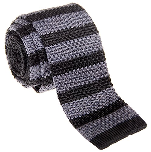 Retreez Herren Schmale Krawatte Strickkrawatte Knit Tie Vintage Smart Casual 5 cm - grau und schwarz von Retreez