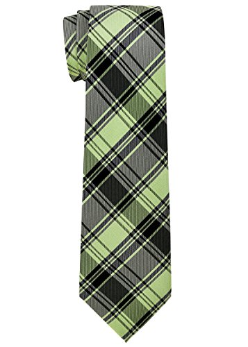 Retreez Jungen Gewebte Krawatte Retro Plaid Karo - 8-10 Jahre - hellgrün und grau und marinebalu von Retreez