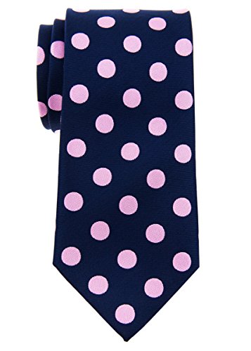 Retreez Klassische Herren Prämie Gewebte Krawatte Polka-Punkt-Muster 8 cm - marineblau mit rosa punkten von Retreez