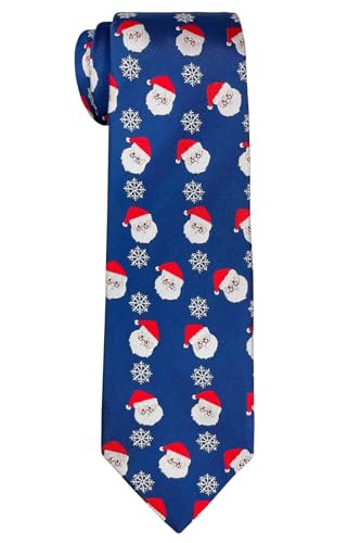 Retreez Weihnachtsmann-Krawatte mit Schneeflocken, für Jungen, 8–10 Jahre Gr. 8-10 Jahre, marineblau von Retreez