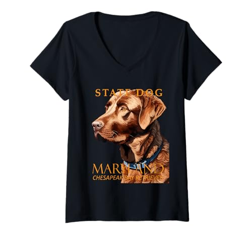 Damen Maryland-Territoriumshund The Retriever T-Shirt mit V-Ausschnitt Damen Maryland-Territoriumshund The Retriever T-Shirt mit V-Ausschnitt von Retriever Dog Gifts and Sporting Dog Tees taiche