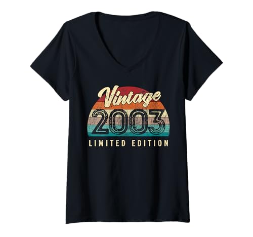 Damen Vintage 2003, Limitierte Auflage, 20 Jahre alt, 20. Geburtstag T-Shirt mit V-Ausschnitt Damen Vintage 2003, Limitierte Auflage, 20 Jahre alt, 20. Geburtstag T-Shirt mit V-Ausschnitt von Retro 2003 20th Birthday Decorations For Men Women