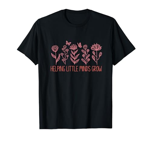 Helping Little Minds Grow Shirt Teacher Zitat Floral Women T-Shirt von Retro 70s Groovy Teacher Shirt for Women