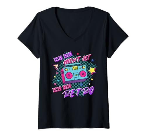 Damen Ich bin nicht alt Ich bin Retro - 80er Jahre 90er Jahre T-Shirt mit V-Ausschnitt von Retro 80s 90s Vaporwave Synthwave
